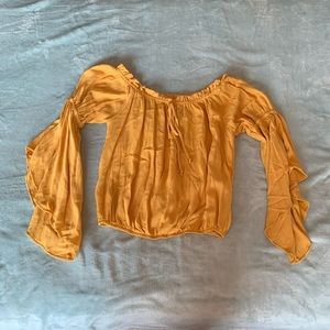 Charlotte Russe Yellow Boat Sleeve Top Size S